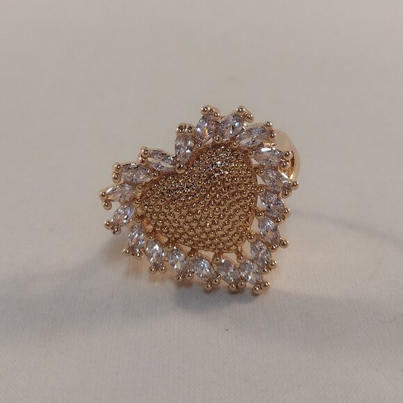 18K Yellow Gold Filled Boho Heart White Diamond Zircon Ring Gorgeous Party Gift - Picture 2 of 10